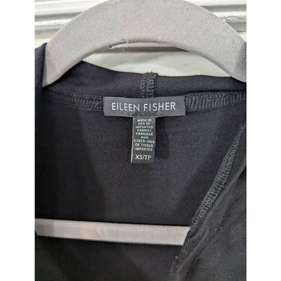 Eileen Fisher Hooded Zipper Jacket women's size XS black tunic minimalist - Picture 3 of 7